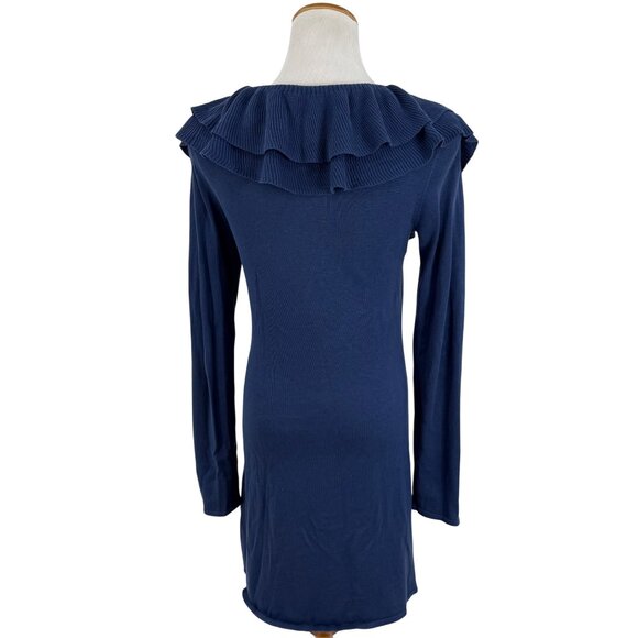 Vintage Y2K I.N.C Blue Ruffled Silk Cotton Cardigan | Coquette Minimalist Boho M - Picture 6 of 14